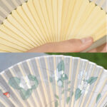 Buddha Stones Jasmine Flowers Handheld Bamboo Folding Fan Folding Fan BS 5