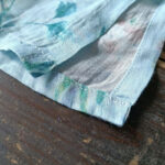 Buddha Stones Light Green Pink Flowers Green Leaves Frog-Button Long Sleeve Ramie Linen Jacket Shirt 16