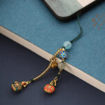 Buddha Stones Gold Swallowing Beast Family Luck Key Chain Key Chain BS 7