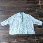 Buddha Stones Light Green Pink Flowers Green Leaves Frog-Button Long Sleeve Ramie Linen Jacket Shirt 18