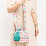Buddha Stones Colorful Geometry Flowers Print Canvas Bucket Crossbody Bag Shoulder Bag Crossbody Bag BS 14