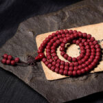 Buddha Stones 108 Mala Beads Cinnabar Om Mani Padme Hum Pattern Engraved Blessing Bracelet Mala Bracelet BS 14