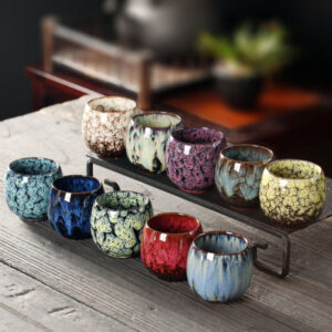 Buddha Stones Simple Multicolored Kiln Change Chinese Jianzhan Ceramic Teacup Kung Fu Tea Cup 110ml Jian Zhan Tea Cup BS main