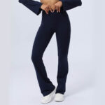 Buddha Stones Long Sleeve Backless Strap Top Bra Flare Pants Fitness Yoga Outfit 2-Piece Outfit BS 29