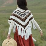 Buddha Stones Tibetan Triangular Shawl Striped Tassels Winter Cozy Travel Scarf Wrap Tibetan Shawl BS 3