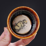 Buddha Stones 12 Chinese Zodiac Pattern Ceramic Teacup Kung Fu Jian Chinese Zhan Tea Cup 73ml Jian Zhan Tea Cup BS 7