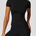 Buddha Stones Women Short Sleeve T-Shirt Top High Waist Leggings Pants For Sports Yoga 2-Piece Outfit BS 2