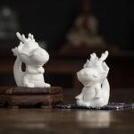 Buddha Stones Year Of The Dragon Luck White Porcelain Ceramic Tea Pet Home Figurine Decoration Decorations BS 17