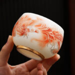 Buddha Stones Phoenix White Porcelain Ceramic Teacup Kung Fu Tea Cup Cup BS Phoenix 7.5cm*6cm*180ml