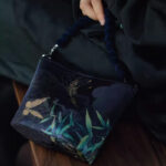 Buddha Stones Small Bamboo Leaves Butterfly Peony Flowers Magpie Metal Chain Crossbody Bag Shoulder Bag Handbag Handbags BS 12