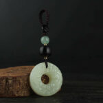 Buddha Stones PiXiu Jade Peace Buckle Abundance Wealth Key Chain Key Chain BS 9