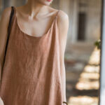 Buddha Stones Summer Spaghetti Strap Handmade Tie Dye Linen Midi Cami Dress Midi Dress BS 16