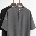 Buddha Stones Summer Solid Color Men Short Sleeve Button Shirt Men's Shirts BS 6