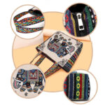 Buddha Stones Elephant Butterfly Embroidered Large Capacity Canvas Tote Bag Shoulder Bag Bag BS 4