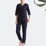 Buddha Stones Yoga Meditation Prayer V-neck Design Cotton Linen Clothing Uniform Zen Practice Women's Set Clothes BS 5