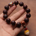 Buddha Stones Tibetan Bodhi Seed Agate Bead Luck Wealth Tassel Charm Wrist Mala Wrist Mala BS 16