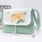 Buddha Stones Embroidered Camellia Epiphyllum Gardenia Sakura Flowers Crossbody Bag Shoulder Bag Cellphone Bag Crossbody Bag BS 36