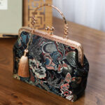 Buddha Stones Vintage Flower Butterfly Crane Sea Waves Metal Chain Crossbody Bag Shoulder Bag Handbag Handbags BS 3