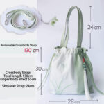Buddha Stones Embroidered Grass Flowers Cherry Blossom Canvas Tote Crossbody Bag Shoulder Bag Handbag Crossbody Bag BS 6