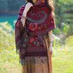 Buddha Stones Tibetan Flowers Leaves Pattern Design Shawl Cozy Travel Scarf Wrap Tibetan Shawl BS 28