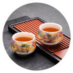 Buddha Stones Dragon Phoenix Auspicious Clouds Sun Ocean Waves Ceramic Teacup Kung Fu Tea Cup Cup BS 11