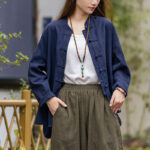 Buddha Stones Frog-Button Design Shirt Tai Chi Meditation Top Clothing Ramie Linen Jacket Jacket Shirt BS 8