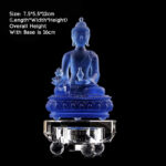 Buddha Stones Medicine Buddha Handmade Liuli Crystal Art Piece Compassion Statue Home Office Offering Decoration Decorations BS 7.5*5.5*12cm Medicine Buddha&Luminous Base