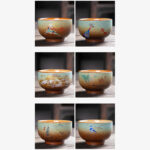 Buddha Stones Colorful Deer Pipa Snow Plum Blossoms Mountains Rivers Bird Ceramic Teacup Kung Fu Tea Cup Bowl Cup BS 23