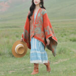 Buddha Stones Tibetan Shawl Simple Pattern Winter Cozy Travel Scarf Wrap Tibetan Shawl BS 17