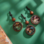 Buddha Stones Year Of The Dragon Hand Painted Chinese Zodiac Rosewood Carved Calm Key Chain Key Chain BS 23