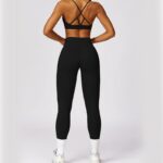 Buddha Stones Women Short Sleeve T-Shirt Top High Waist Leggings Pants For Sports Yoga 2-Piece Outfit BS 12