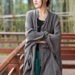 Buddha Stones Frog-Button Long Sleeve Zen Meditation Open Front Jacket With Pockets 18