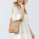 Buddha Stones Hand-woven Wooden Beads Shoulder Bag Handbag Shoulder Bag BS 15