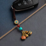 Buddha Stones Gold Swallowing Beast Family Luck Car Key Chain Phone Hanging Decoration Hanging Decoration BS 4