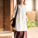 Buddha Stones Vintage Cotton Linen Blouse Women Long Sleeve Shirt Chinese Hanfu Top Long Sleeve Shirt BS 4