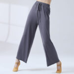 Buddha Stones Loose Modal Drawstring Wide Leg Pants For Yoga Dance Wide Leg Pants BS Slategray 3XL(Waist 70cm/Hips 116.5cm/Length 104cm)