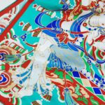 Buddha Stones Dunhuang Musician Playing Frescoes 100% Mulberry Silk Scarf Premium Grade 6A Dunhuang Silk Shawl Silk Scarf BS 5