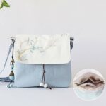 Buddha Stones Handmade Embroidered Plum Flowers Canvas Crossbody Bag Shoulder Bag Handbag Crossbody Bag BS 1