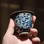 Buddha Stones Jingdezhen Blue and White Porcelain Hand Painted Lotus Plum Blossom Ceramic Teacup Kung Fu Tea Cups Cup BS 2