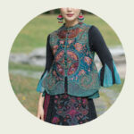 Buddha Stones Vintage Style Embroidery Flower Tang Suit Design Sleeveless Vest Waistcoat BS 8