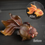 Buddha Stones Color Changing Koi Fish Resin Tea Pet Wealth Home Figurine Decoration Decorations BS Golden Koi Fish 15.7*9.4*7.4cm