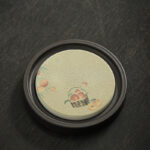 Buddha Stones Plum Blossom Peach Heart Sutra Loquat Magnolia Persimmon Ceramic Cup Mat Pad Coaster Kung Fu Tea Mat Cup Mat BS Peach 7.9*1cm
