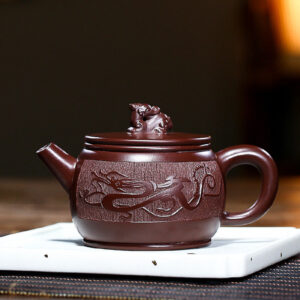 Buddha Stones Yixing Handmade Brown Dragon Purple Clay Kung Fu Teapot 240ml Teapot BS 13.2cm*6.6cm*240ml