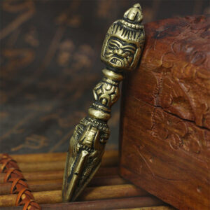 Buddha Stones Handmade Nepal Small Vajra Dorje Engraved Enlightenment Copper Decoration Dorje BS Dorje/Vajra(Enlightenment♥Spiritual Power)