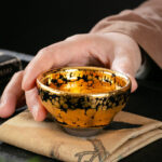 Buddha Stones 24K Gold Spot Pattern Chinese Jianzhan Ceramic Teacup Kung Fu Tea Cup Bowl With Gift Box Jian Zhan Tea Cup BS 6