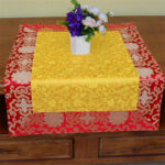 Buddha Stones Brocade Prayer Altar Flower Vajra Dragon Pattern Auspicious Symbols Table Runner Prayer Altar BS 4
