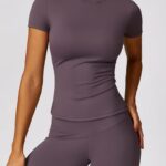 Buddha Stones Women Short Sleeve T-Shirt Top High Waist Leggings Pants For Sports Yoga 2-Piece Outfit BS 135