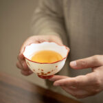 Buddha Stones White Porcelain Flowers Ceramic Gaiwan Sancai Teacup Kung Fu Tea Cup And Saucer With Lid Cup BS 12