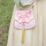 Buddha Stones Luck Embroidery Lotus Koi Fish Rabbit Flower Hanfu Bag Crossbody Bag Shoulder Bag Bag BS Pink Bell Butterfly