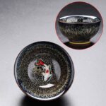 Buddha Stones Small Koi Fish Kiln Change Chinese Jianzhan Ceramic Teacup Kung Fu Tea Cup 60ml Jian Zhan Tea Cup BS Gray 7.3cm*4cm*60ml